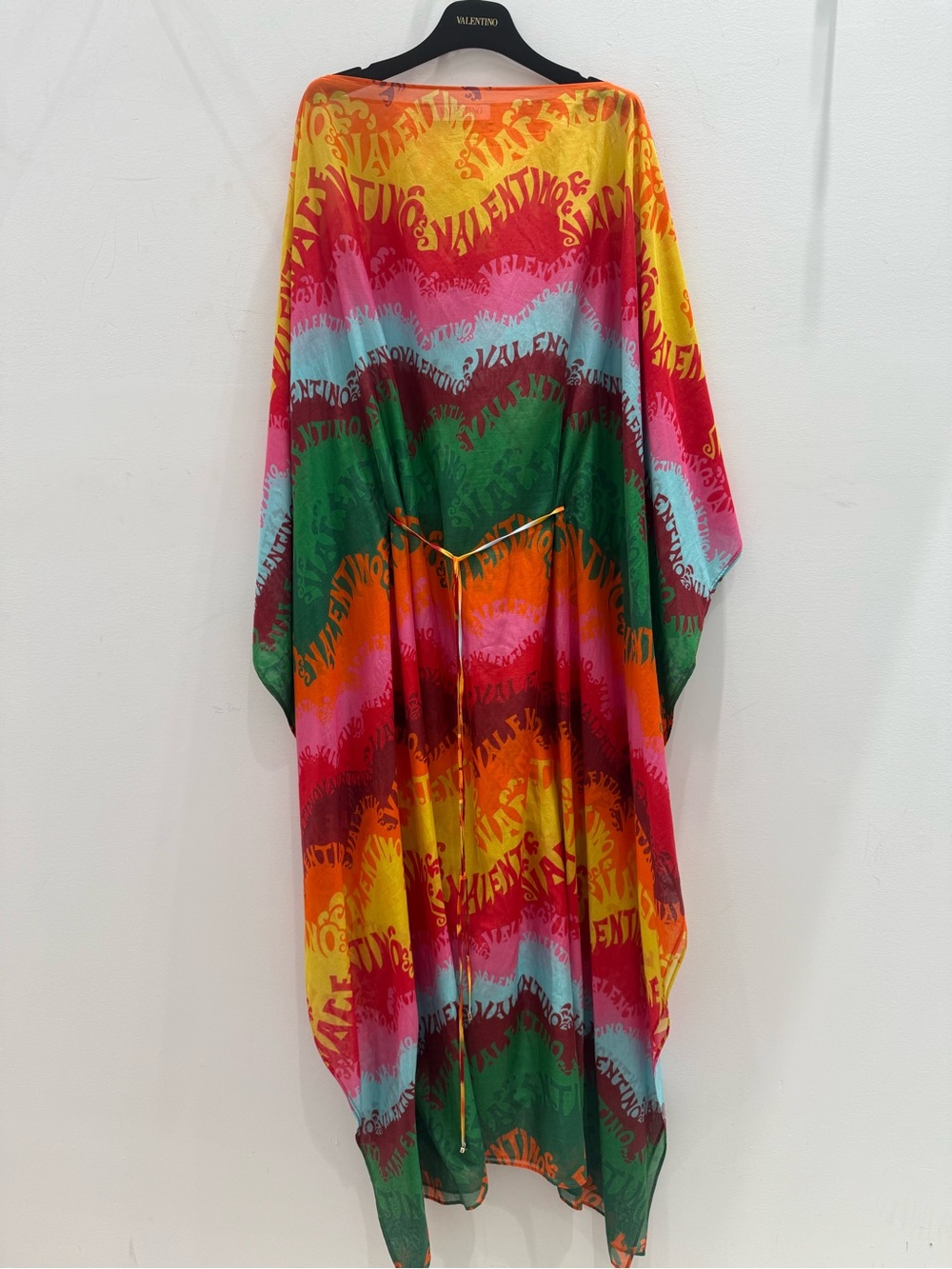 Valentino Multicolor Wave-Print Kaftan — Yellow, Pink, Green, Orange, Blue